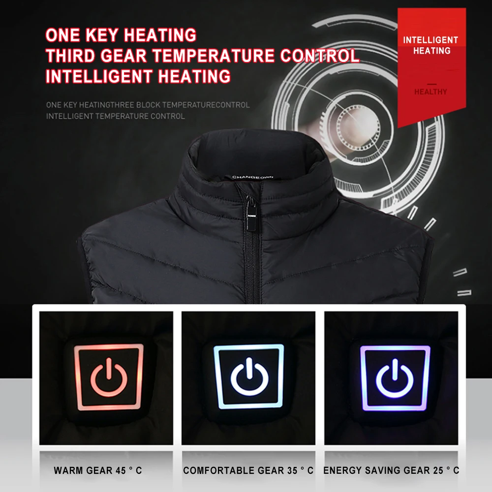 In Stock 9 Heating Zones Heated Vest Winter Outdoor Control Temperature Usb Charging Waistcoat Warming Heated Clothes Vest