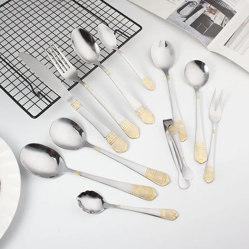 Hot-selling 72pcs Flatware Sets Stainless Steel Silver 24K Cutlery Set with Wooden Box