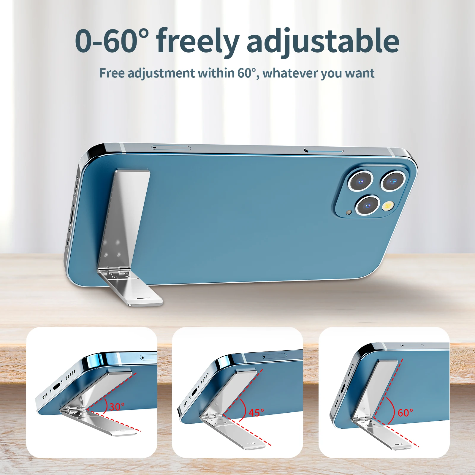 Регулируемый держатель для мобильного телефона 3 мм Вертикальная Портативная подставка из цинкового сплава с несколькими углами Складная подставка для телефона