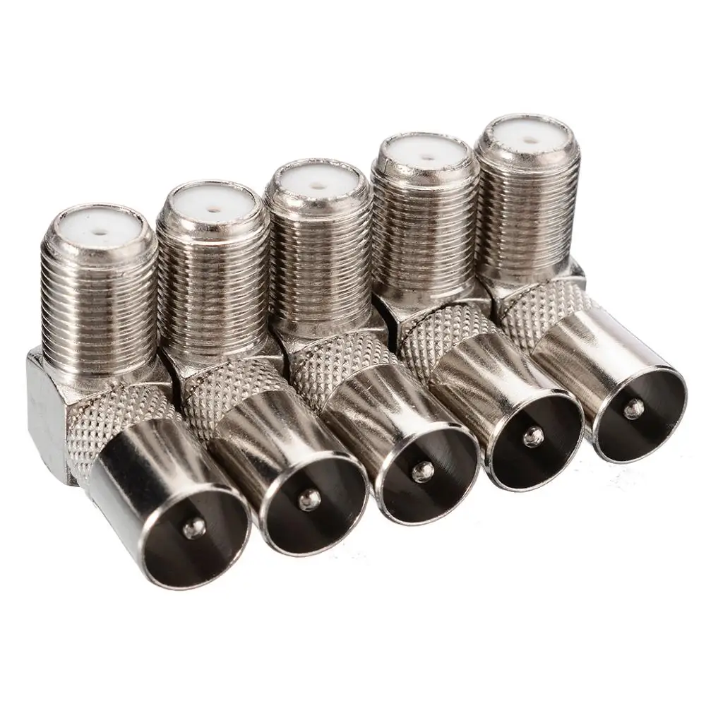 Right Angle 90 Degree Connector F Female toTV IEC PAL Male Connector Adapter For TV Antenna