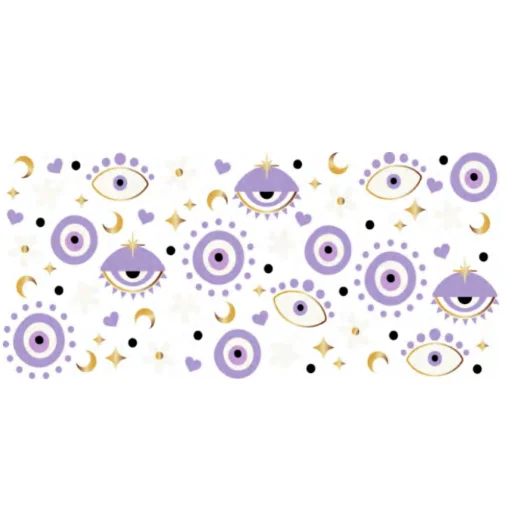 Designs MOQ 20 proof water evil eye uv dtf cup wraps transfer film sheet label decal sticker for 16oz Libbey Glasses cups mugs