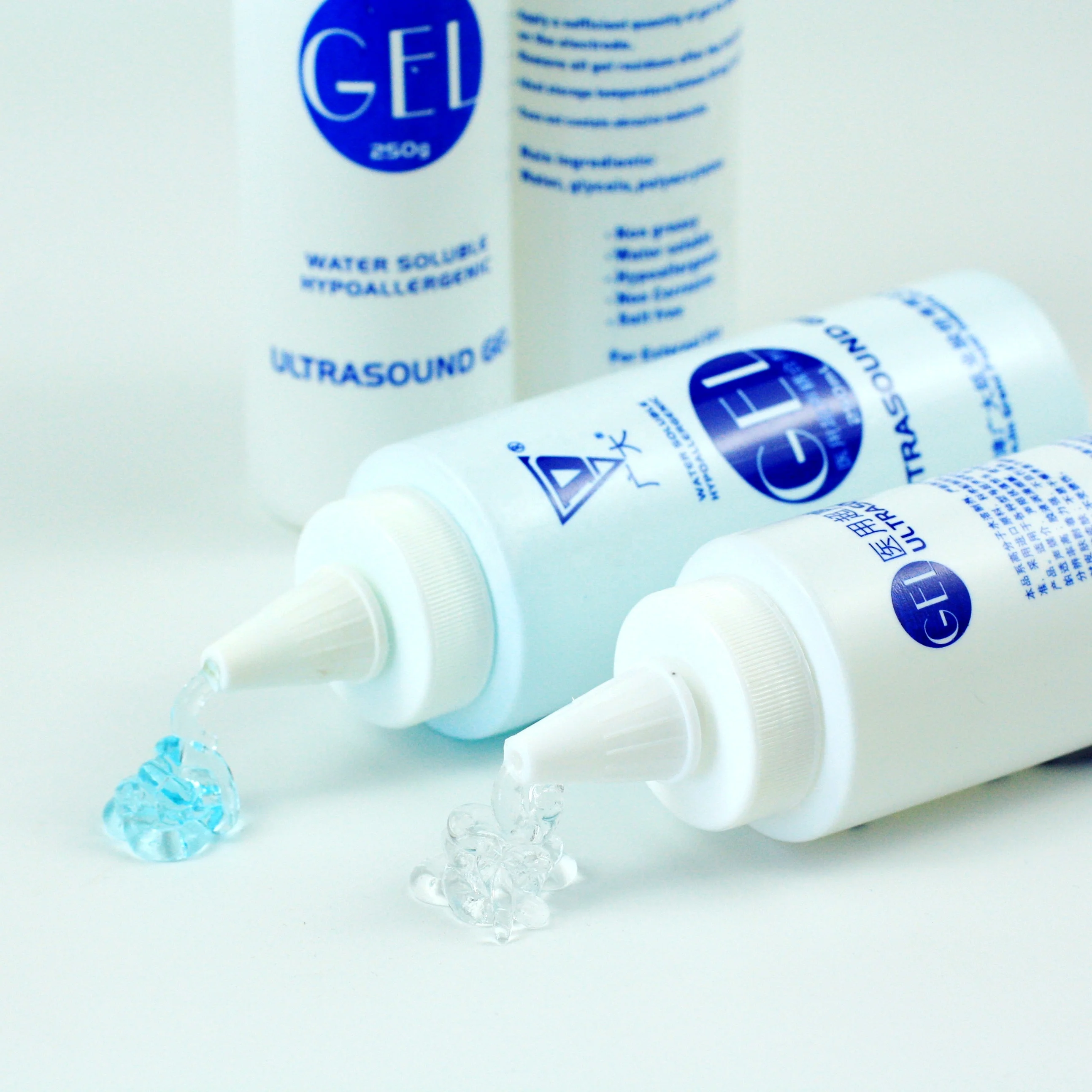 blue and transparent Wholesale medical ultrasound transmission gel and ecg gel