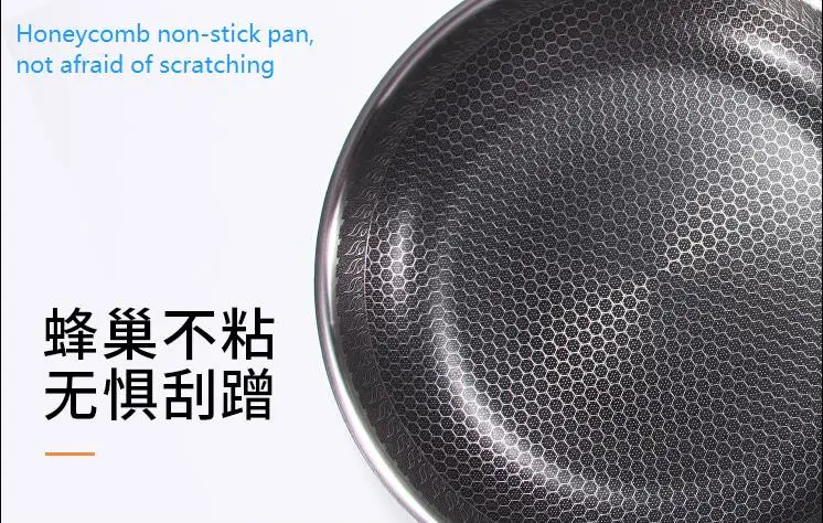 
Wholesale Honeycomb Cubic Nonstick Technology 304 Stainless Steel Fry Pan of Premium Cookware Durable Frying Pan 