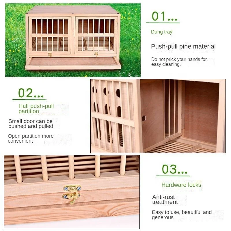 Fancy Wooden lift-up door Birdcage for Birds like Parrots and Pigeons with Matching Trays and Breeding Houses