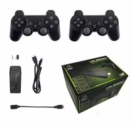 Newest 64G M8 TV Game Stick Lite 4K Built-In 10000 Games Retro Game Console For PS1 GBA Wireless Controller