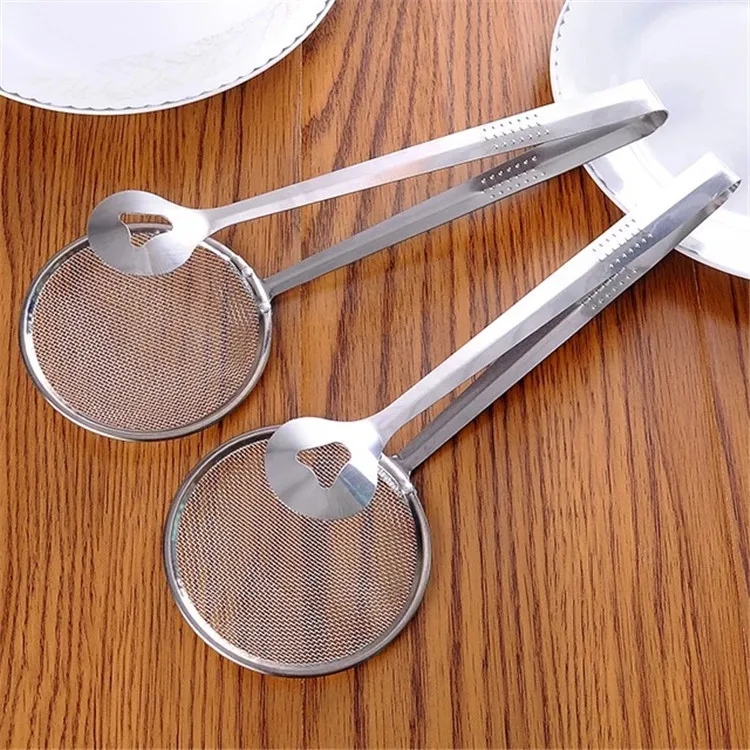 Hedan Factory Stainless Steel Clamp Strainer Filter Spoon Clip Food Kitchen Oil-Frying Salad BBQ Filters