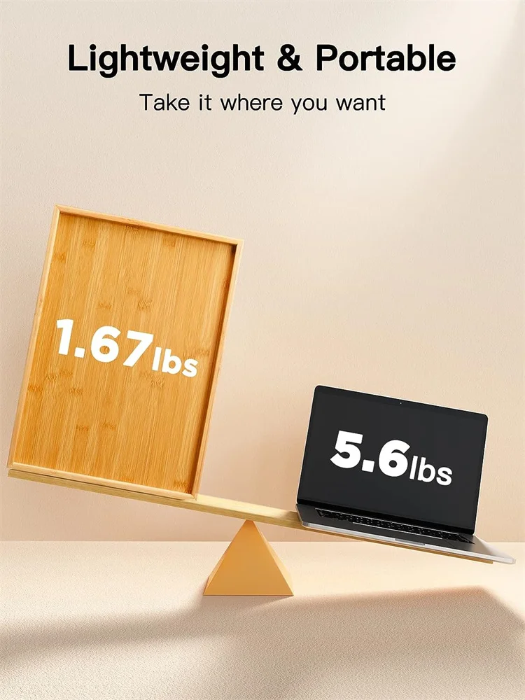 2022 eco-friendly bamboo wood adjustable bed table breakfast tray with foldable legs