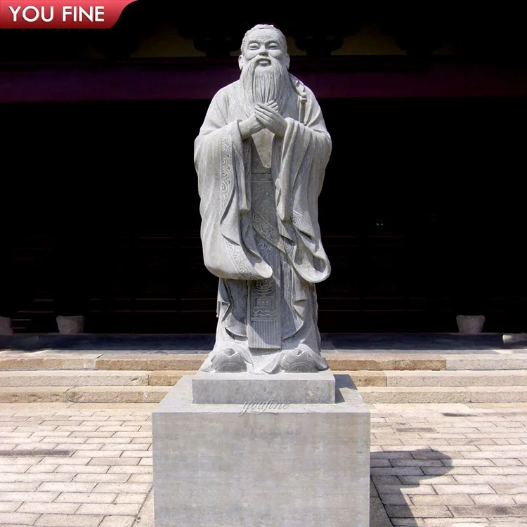 Outdoor Life Size Natural Stone Hand Carved Chinese Marble Confucius Statue Sculpture