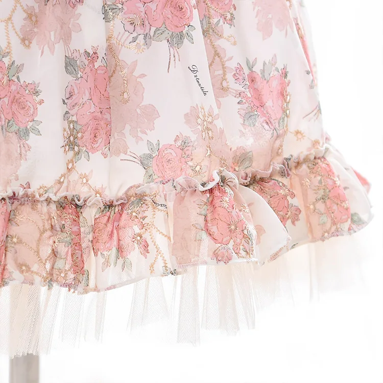 Baby Girls 2-12 Years Old Lolita Princess Up Dress Lovely High Quality Chiffon Kids Clothes