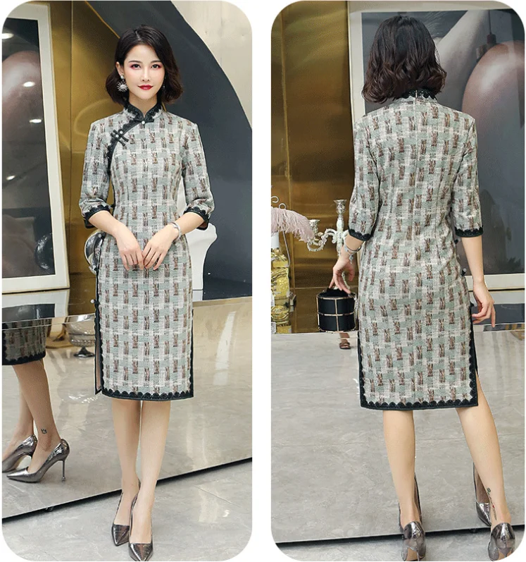 
Chinese Traditional Clothing Costume Dress handmade suede qipao girls Traditional qipao Cheongsam classical suede printing 