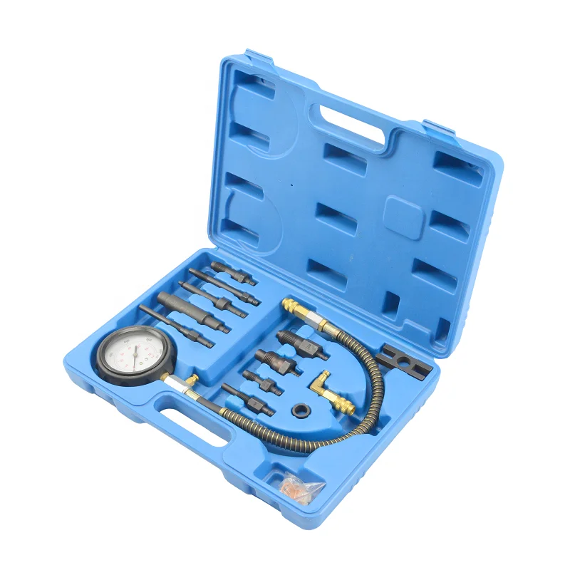 XCTOOL 14pcs Diesel Engine Cylinder Compression Tester Pressure Diagnostic Testing Tool Gauge Set
