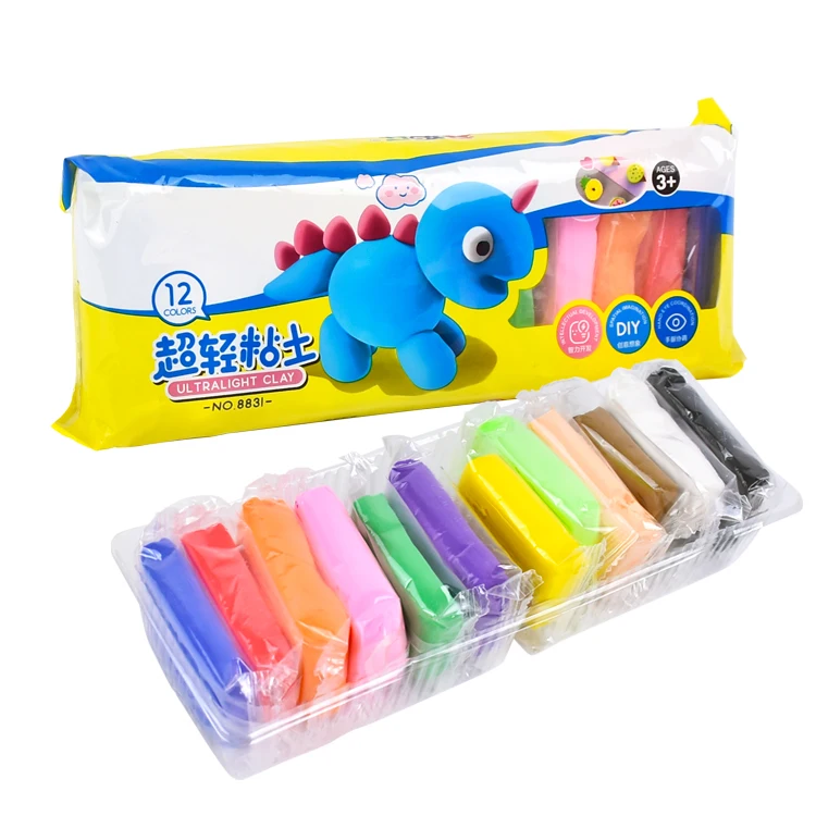 modeling 12 color air clay dry super light bag space polymer diy soft