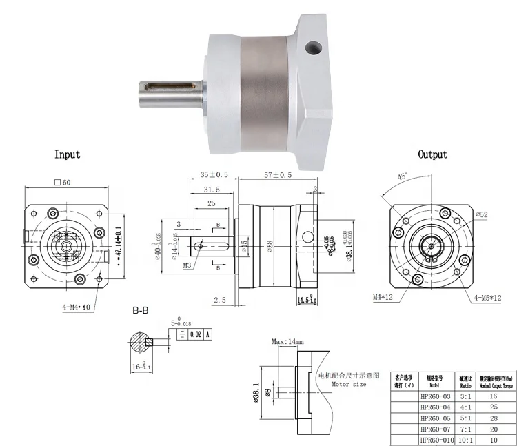 NEMA24  Precision Planetary Gearbox for Stepper Motor 60 Round Housing Planetary Spur Gear Reducer