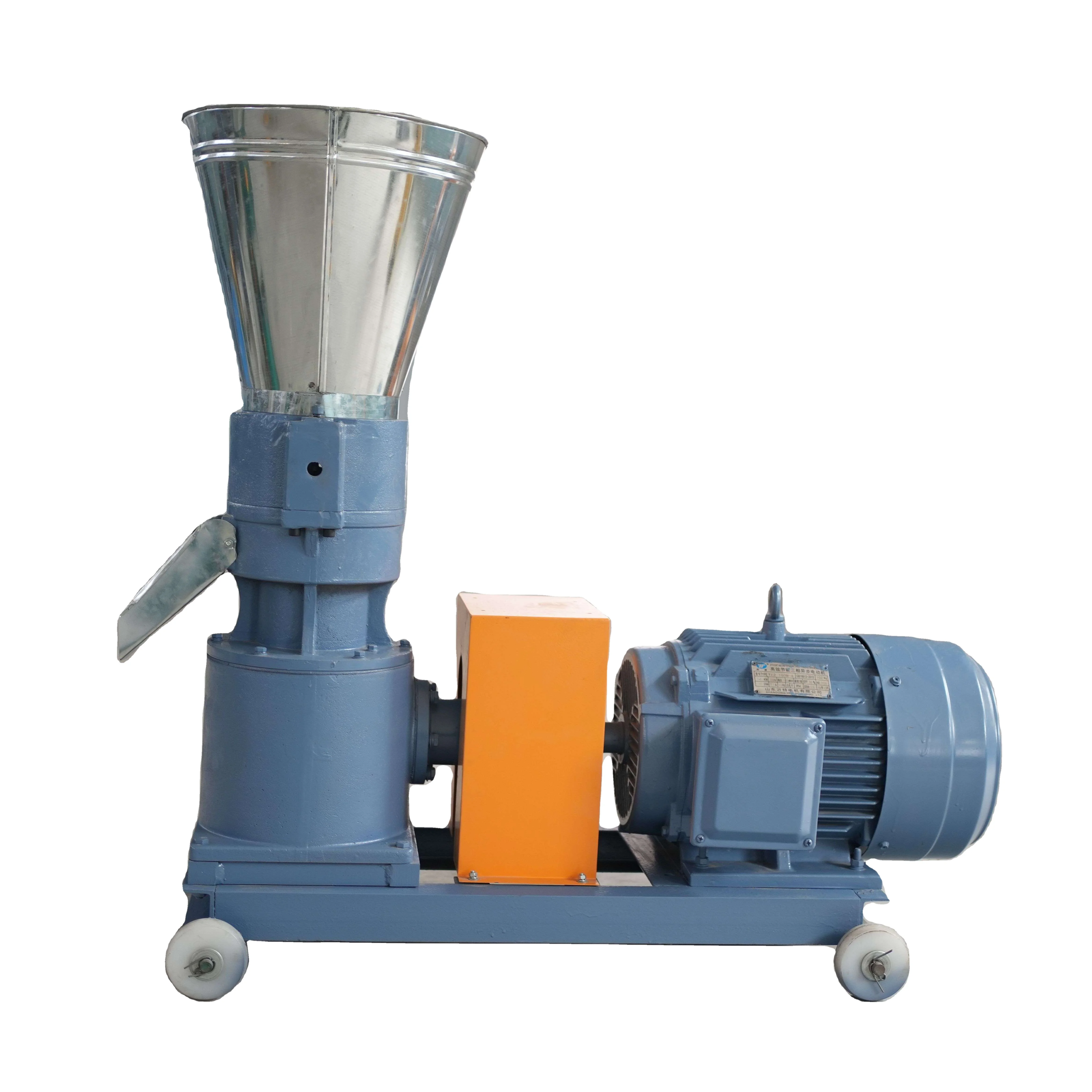 100-500kg/h Flat Die Wood Pellet Mill Biomass Tree Branches Pellet Press Animal Feed Home Use Pellet Making Machine