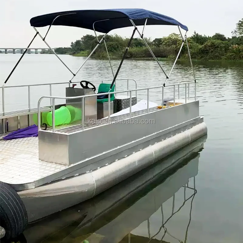 3mm 4mm 5mm 6mm thickness Aluminum Jon sea used two pontoons fishing rowing vessel boat high balance house boat with engine