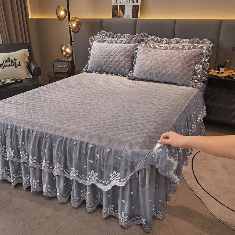 Двухслойное покрывало для кровати из микрофибры, простыня, юбка с принтом, удобный дышащий полиэстер, домашний текстиль для спальни