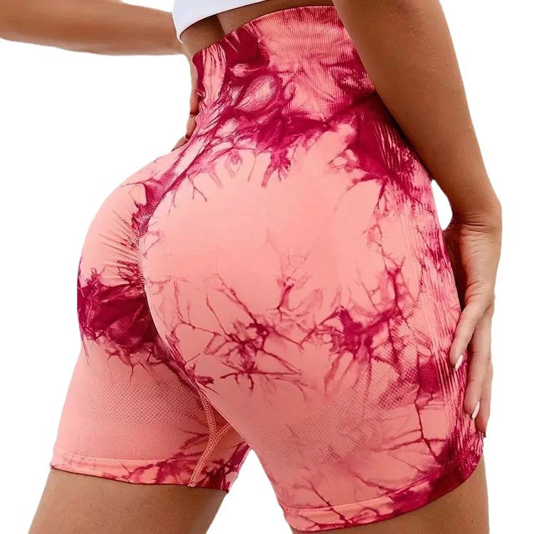 Yoga Apparel Summer Tie-dye 3-in Fitness Shorts Running Yoga Shapers Shorts Gym High Waist Hip Lift Sports Seamless Women