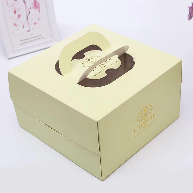 6 8 10 12 Inches Customized logo Food Grade Paper Cake Box square Cake Box with Handle Cake Boxes 12 X 12 X 6
