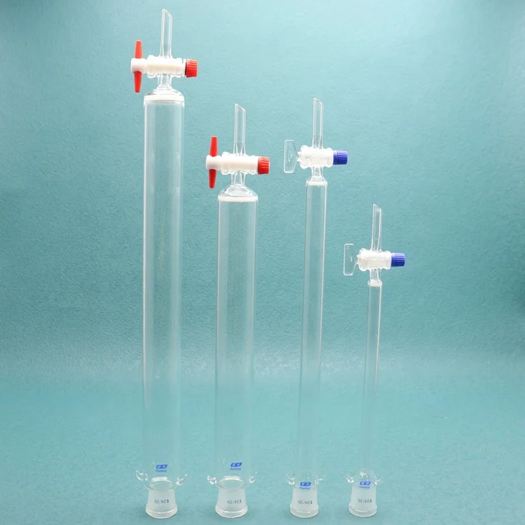Lab Glassware Boro 3.3 Glass PTFE stopcock Chromatography Column With Fritted Disc and Reservoir