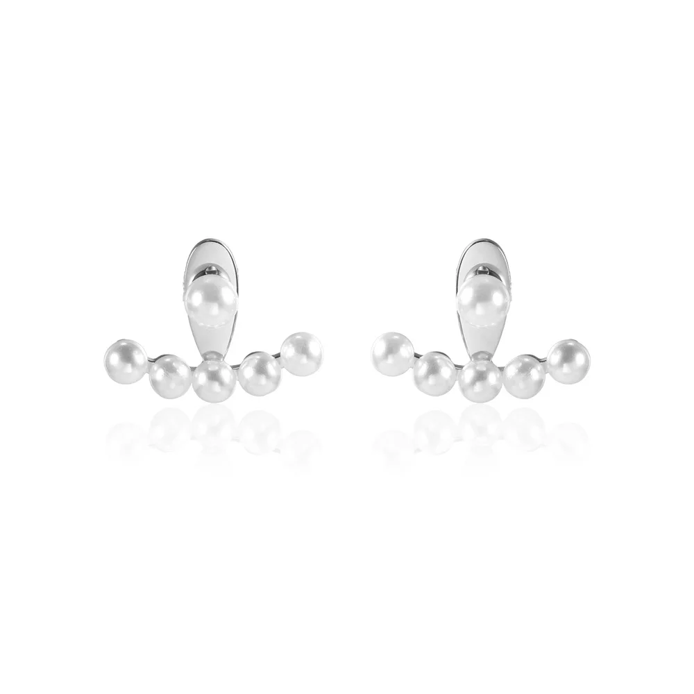  Delicate Gold Silver Plated Stainless Steel Earrings Women Freshwater Pearl Stud