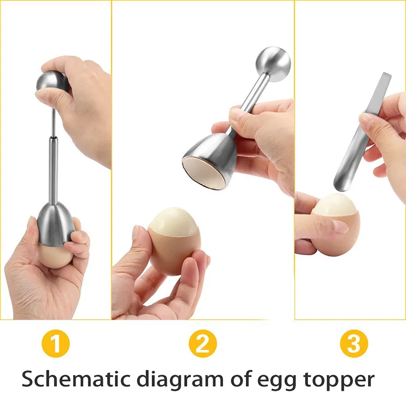 1 Egg Cutter Topper +1 Egg Spoon Set, 18/8 Stainless Steel Egg Cracker Tool