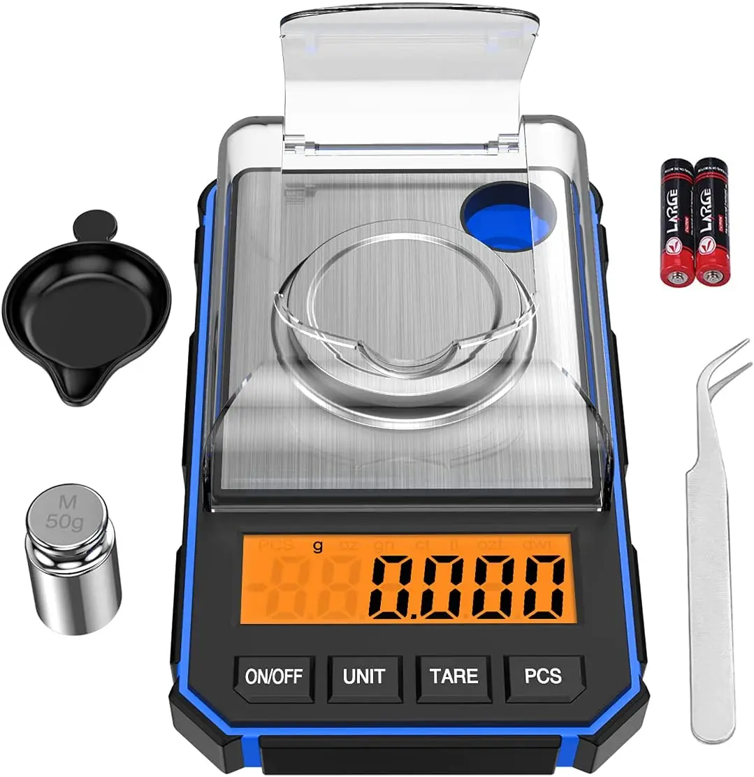 Digital Milligram Scale 50g/ 0.001g Portable Jewelry Scale with LCD Backlit Tare Powder Scale Micro  Batteries Included