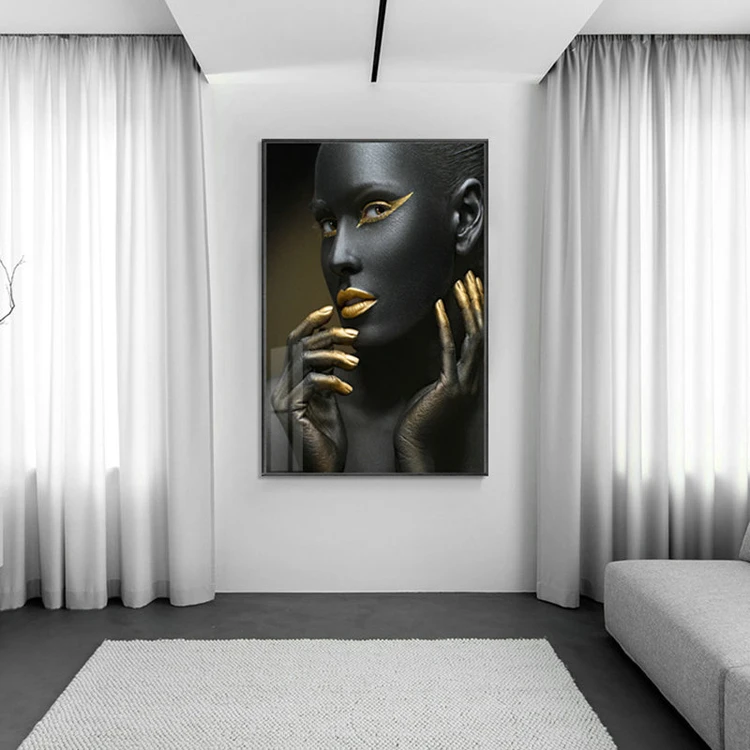 Modern Minimalist Black Beauty Decoration Wall Art Portrait Painting Canvas Customized Logo Environment Friendly Printed 500pcs