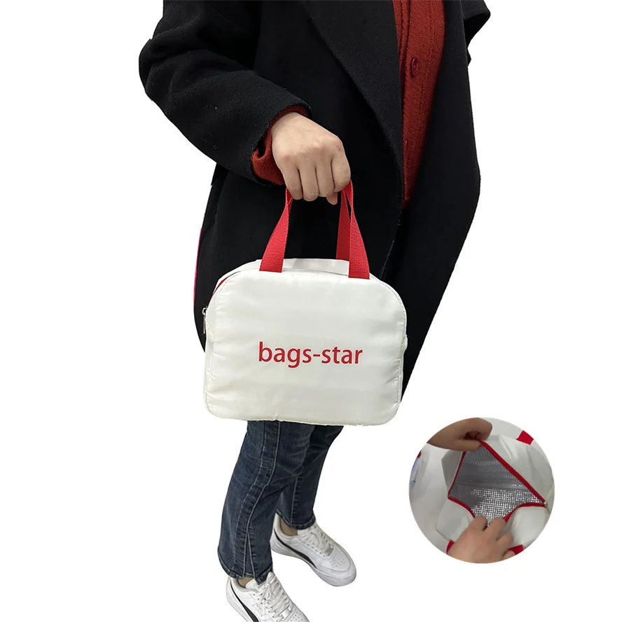 Custom Sublimation Printing Waterproof Polyester Thermal Insulated Food Lunch Bag for Work School