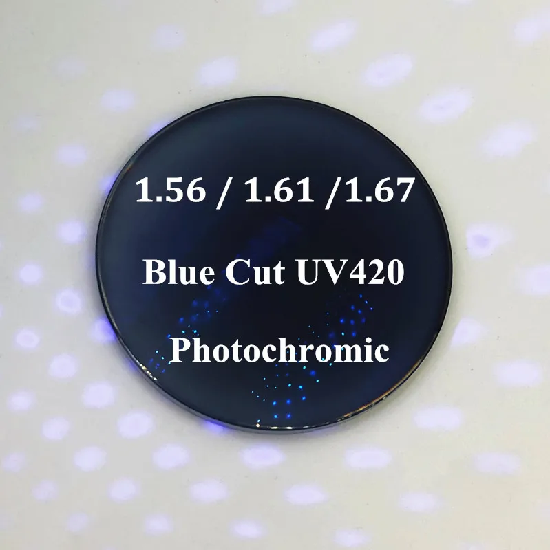 Оптовая продажа с фабрики оптические линзы 1 56 фотохромные синей огранкой UV420 HMC Линзы для очков серым AR-покрытием и защитой от синего света
