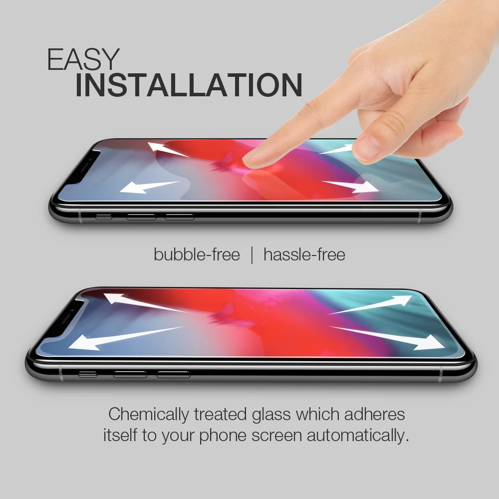 
For iPhone 11 PRO Tempered glass film with 99.99% High-definition clear hydrophobic and oleophobic screen coating 