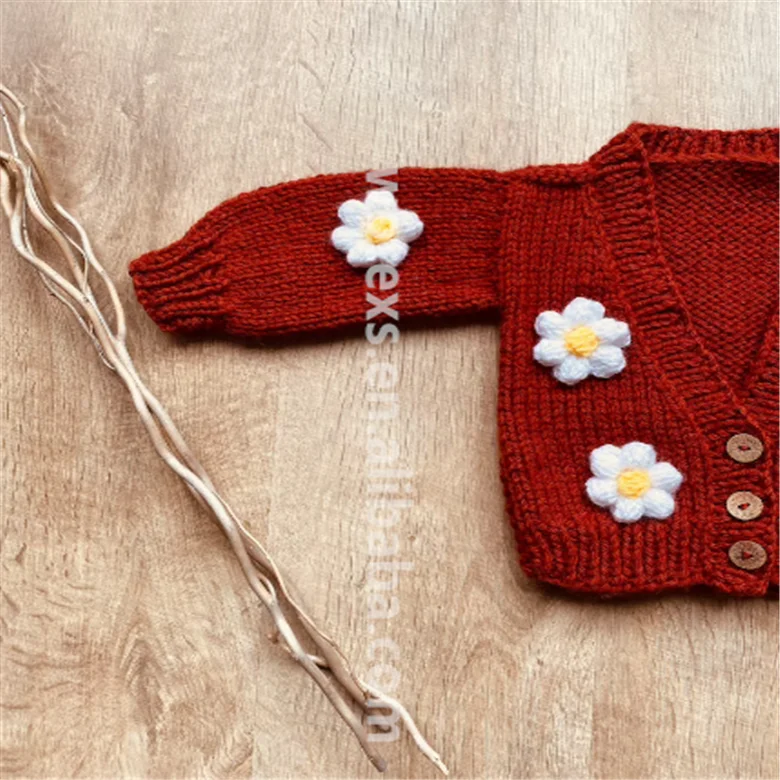 DC033 High quality custom Doll Clothes Hand flower  knitted Purple color Sweater  fit 12 - 13 inch dolls