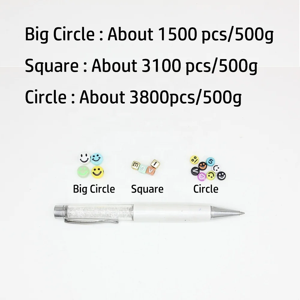 Multi Shape Square Round Star Flower and Various Color Gold Silver White Black Letter Smile Number Beads Spacer for DIYJewellery