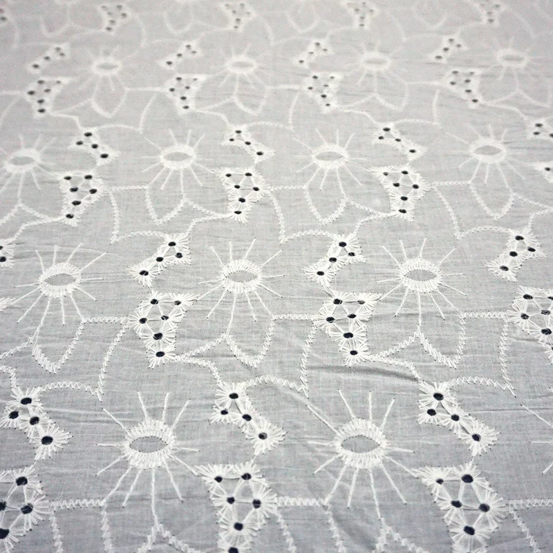 Pure Cotton Embroidered Cotton Cloth Lace Full-Scale Hollow Outdubai Fabric Embroidery