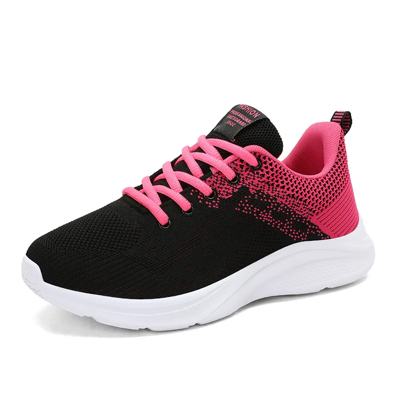 Spring and Autumn Middle School Students Lightweight Breathable Flying Woven Casual Shoes Ladies Travel Shoes Sports Women
