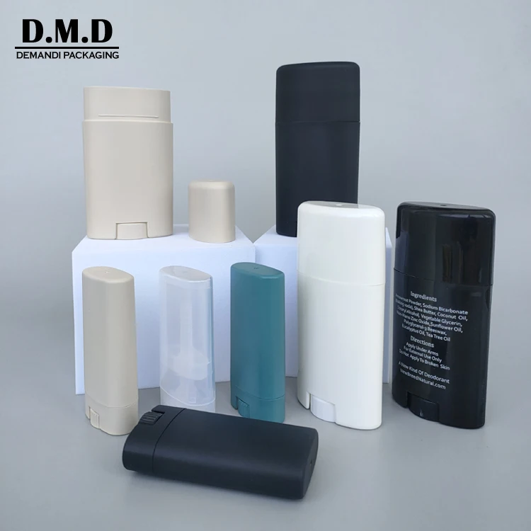 Custom label matte black white deodorant stick 15ml 30 grams 50ml twist oval round frosted 75grams deodorant container packaging