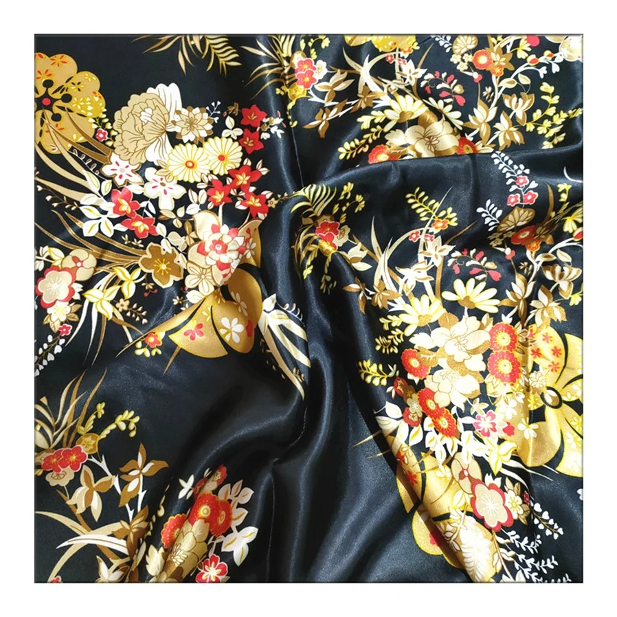 Crepe Back Satin Silk Chiffon Fabric Digital Print 100% Polyester shinny Spandex stretch Tela Silk Satin Fabric for Dress