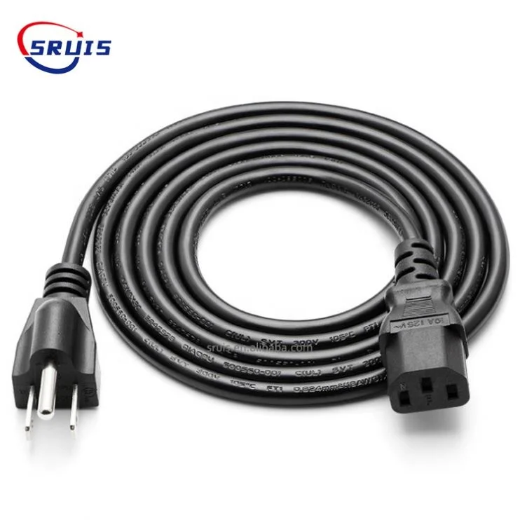 Ac Cord Cable H03VVH2-F H05VVH2-F Flat Electrical Extension NEMA 1-15P To IEC C7 TV power lead for computer
