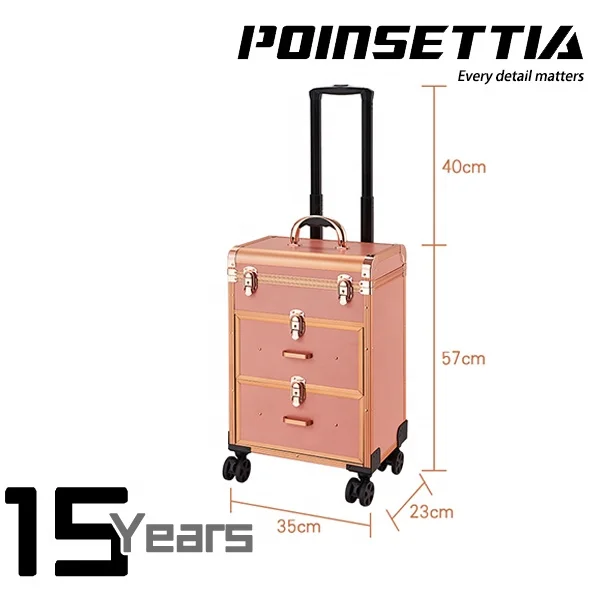 Beauty Rolling Makeup Trolley Salon Cosmetic Hair Stylist and Professional Nail Artist Train Case Hairdressing Organizer Box