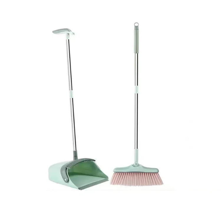 And Dustpan Set with Magnetic Broom Broom Household Cleaning Tools Handled Foldable Rotating Stainless Steel Plastic