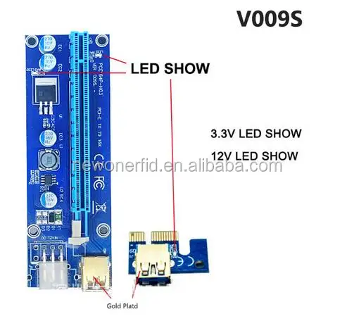 
VER009s usb to pci converter 6Pin LED Pcie riser x1 to x16 graphics card riser 