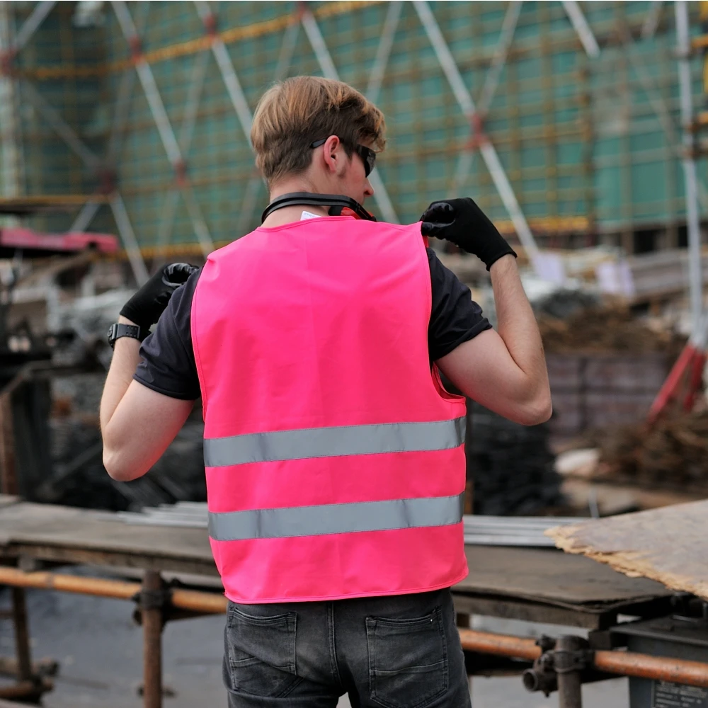 High Visibility Safety Vest pink Hi Vis Security Vest EN471 with logo Printing 100% Polyester OEM  Gilet De Securite Enfants