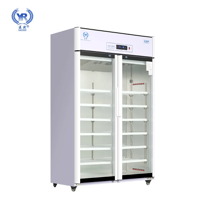 Yiran 680L pharmacy Refrigerator 2-8C hospital and lab medicine storage cryo cabin with glass door equipment