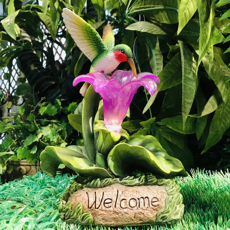 Resin Garden Solar Powered Related Products Decor Craft Hummingbird Light Decoration