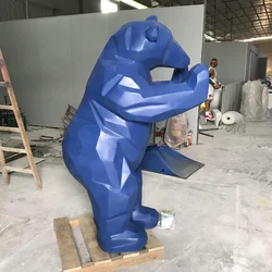 Fiberglass cartoon bear Abstract animal models with geometric shapes Outdoor large sculpture customization Decorative furnishing