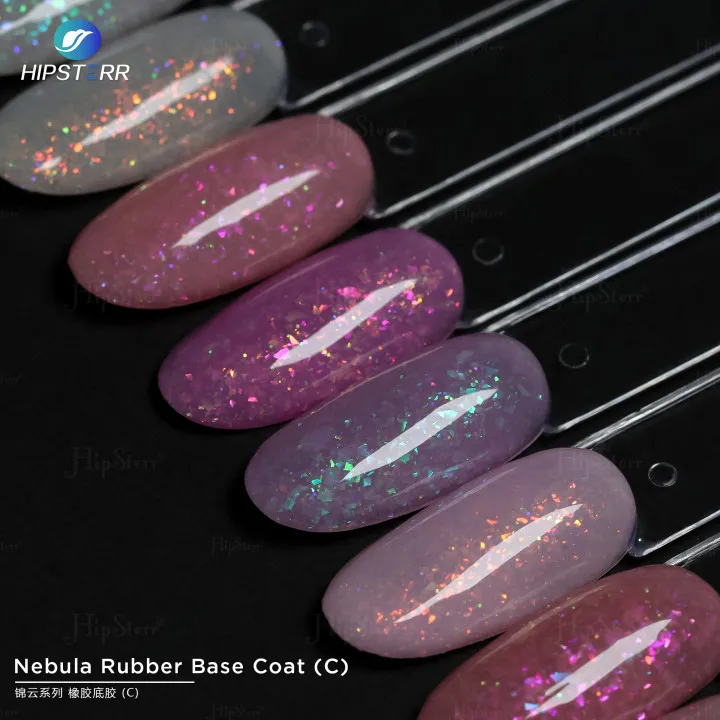 Hipsterr 8ML 15ML 1KG Hot Popular Hard Gel Base New Nebula Glitter Rubber Base Coat  Spring Collections Glitter Base Gel