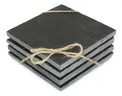 1 Set 8 PCS Hexagon Round and Square 3 Styles Slate Coasters to Choose slate coaster set with holder