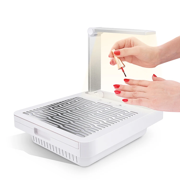 Powerful Electric Nail Dust Collector Vacuum Suction Fan Manicure Machine for Manicure Table(with Nail Dryer & Desk Light)