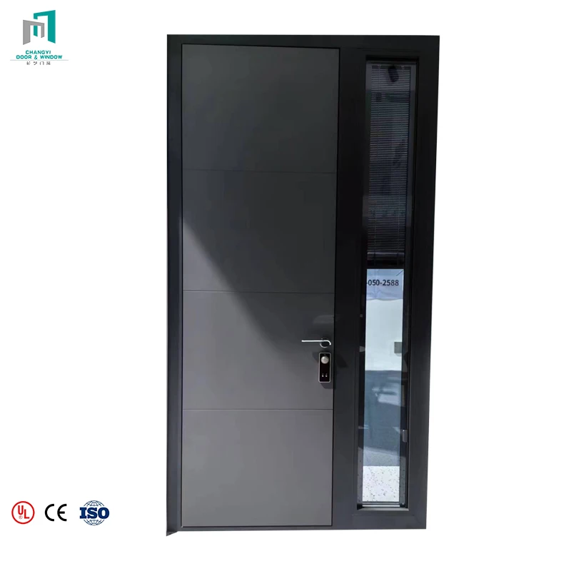 Modern Style Double Security Exterior Door with Smart Lock Steel Aluminum Material Pivot Open Elegant Royal Entrance Villa Main