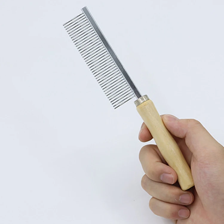 Wholesale Stainless Steel Teeth Wood Cat Comb Grooming Flea Lice Comb for Pet