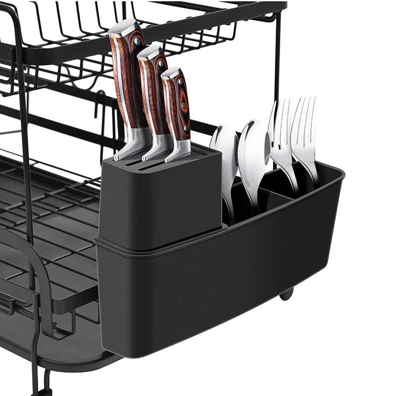WIREKING 2 tier Dish Drying Rack Multifunctional Dish Rack Rustproof Kitchen Dish Drying Rack with Drainboard & Utensil Holder,